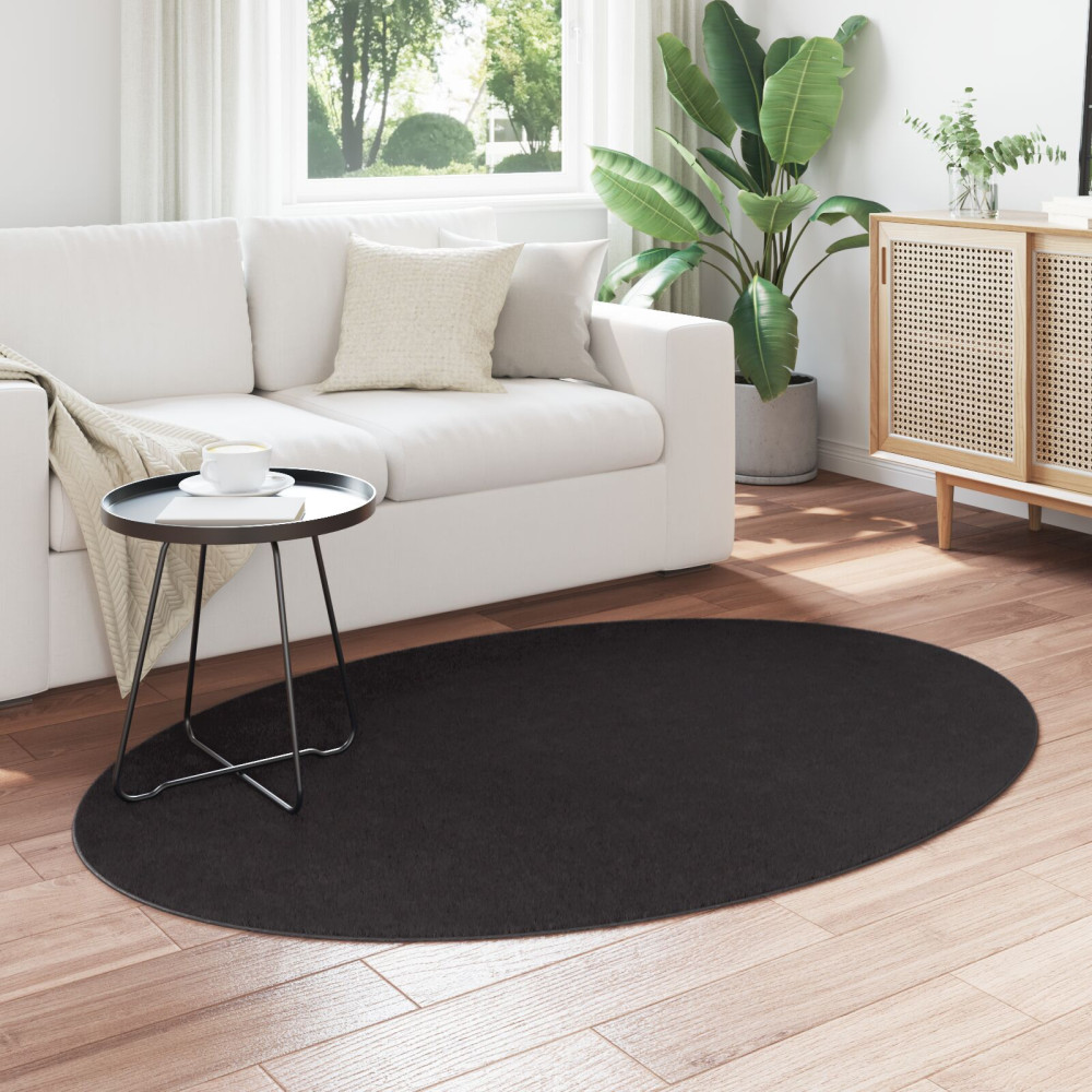 Produktbild för Områdesmattor Oval HUARTE Svart 120 x 170 cm 100% Polyester