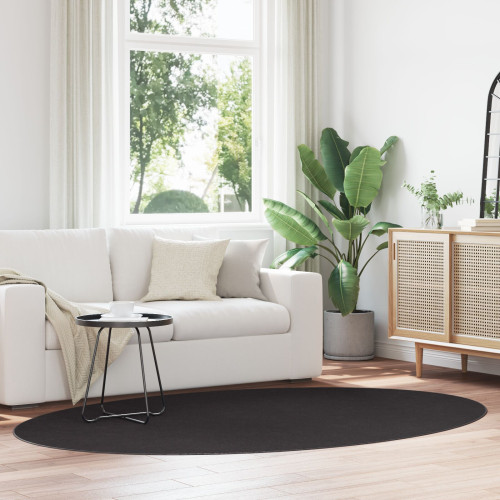 vidaXL Områdesmattor Oval HUARTE Svart 160 x 230 cm 100% Polyester