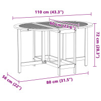 Produktbild för Trädgårdsbord Brun 110 x 60 x 72 cm Massivt Akaciaträ