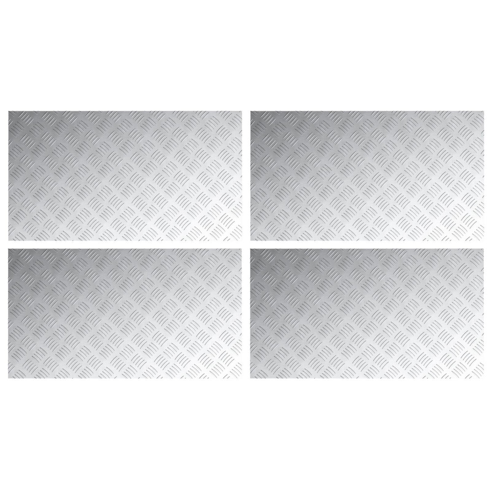 Produktbild för Trappsteg Rektangulär 4 pcs Silver 90 x 50 cm Aluminium