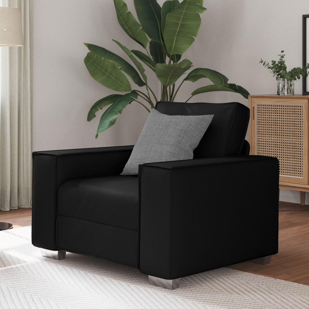 Produktbild för Soffstol Svart 100 cm Konstläder