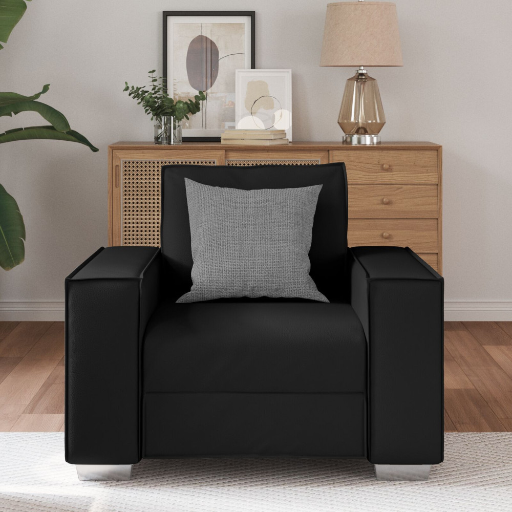 Produktbild för Soffstol Svart 100 cm Konstläder