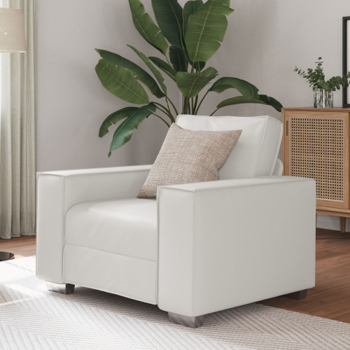 vidaXL Soffstol Vit 100 cm Konstläder