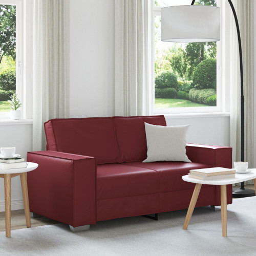 vidaXL Tvåsitssoffa Vinröd 160 cm Konstläder