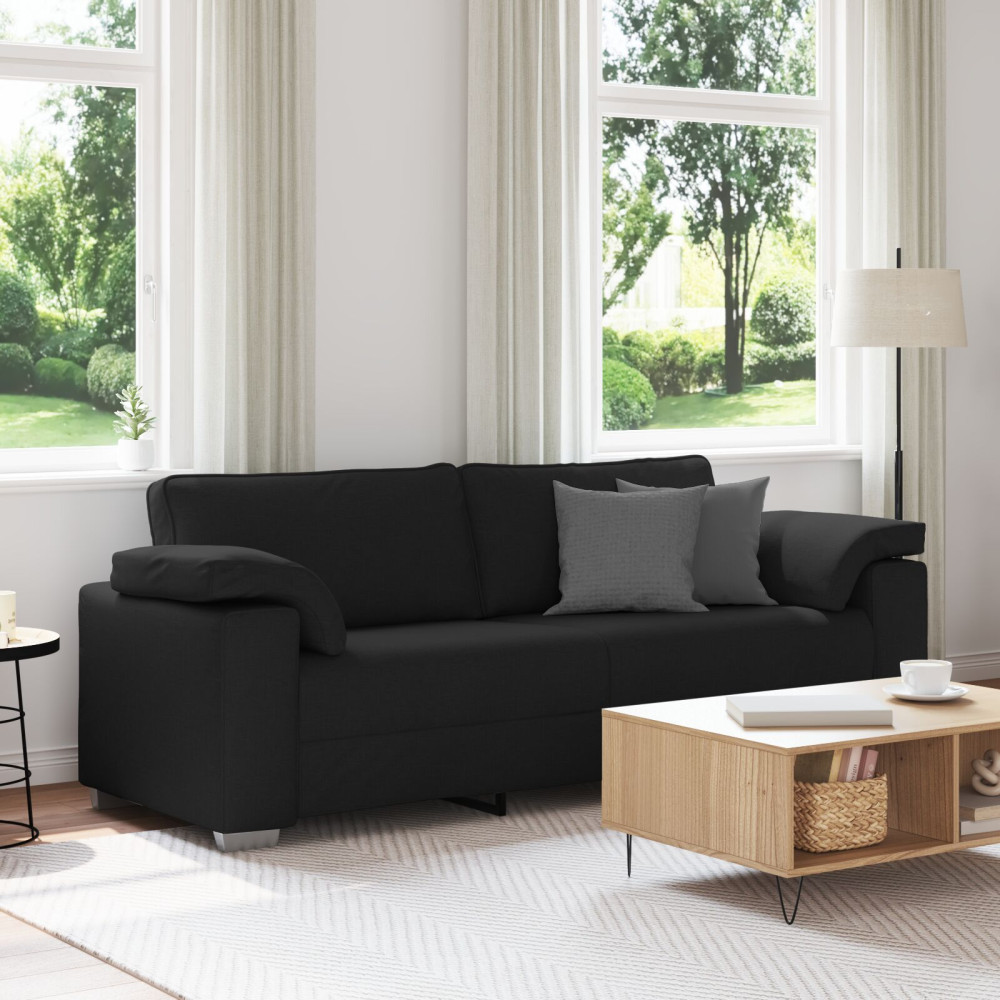 Produktbild för 3-Sits soffa Svart 220 cm tyg
