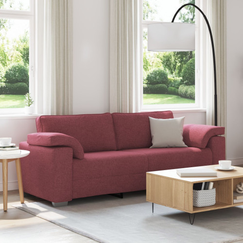 vidaXL 3-Sits soffa Vinröd 220 cm tyg