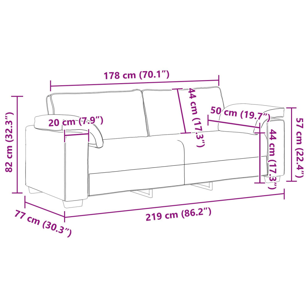 Produktbild för 3-Sits soffa Taupe 220 cm tyg