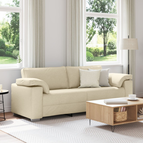 vidaXL 3-Sits soffa Kräm 220 cm tyg