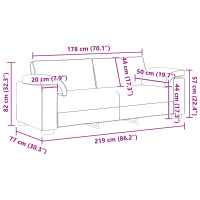 Produktbild för 3-Sits soffa Kräm 220 cm tyg