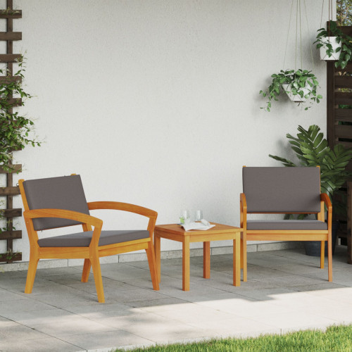 vidaXL Bistroset med kudde 3 pcs Brun Polyester - Utesoffor