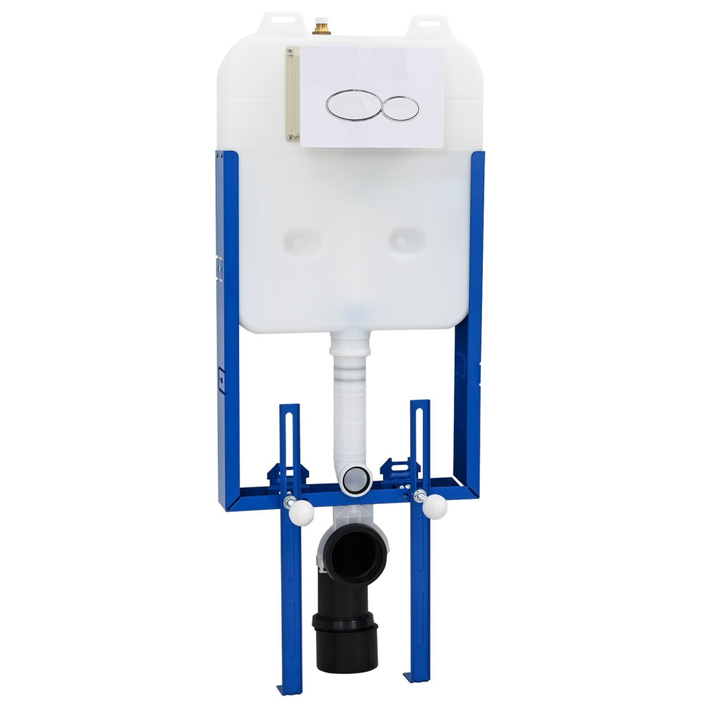 Produktbild för Cistern Ram med lagring Vit 50 x 8 x 131 cm Stål
