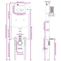 Produktbild för Cistern Ram med lagring Vit 50 x 8 x 131 cm Stål