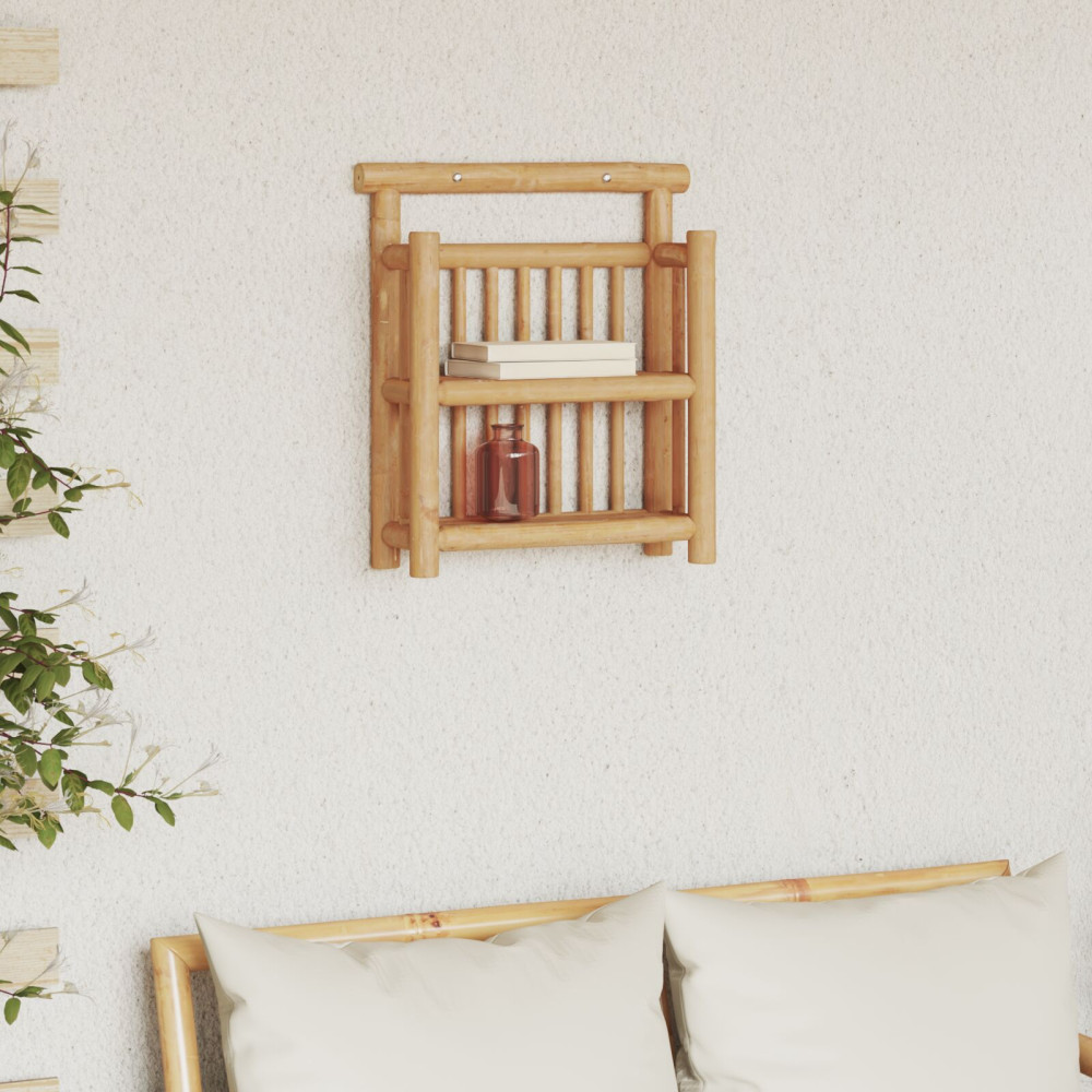 Produktbild för Vägg hylla med hylla Naturfärg 40 x 13 x 44 cm Bambu