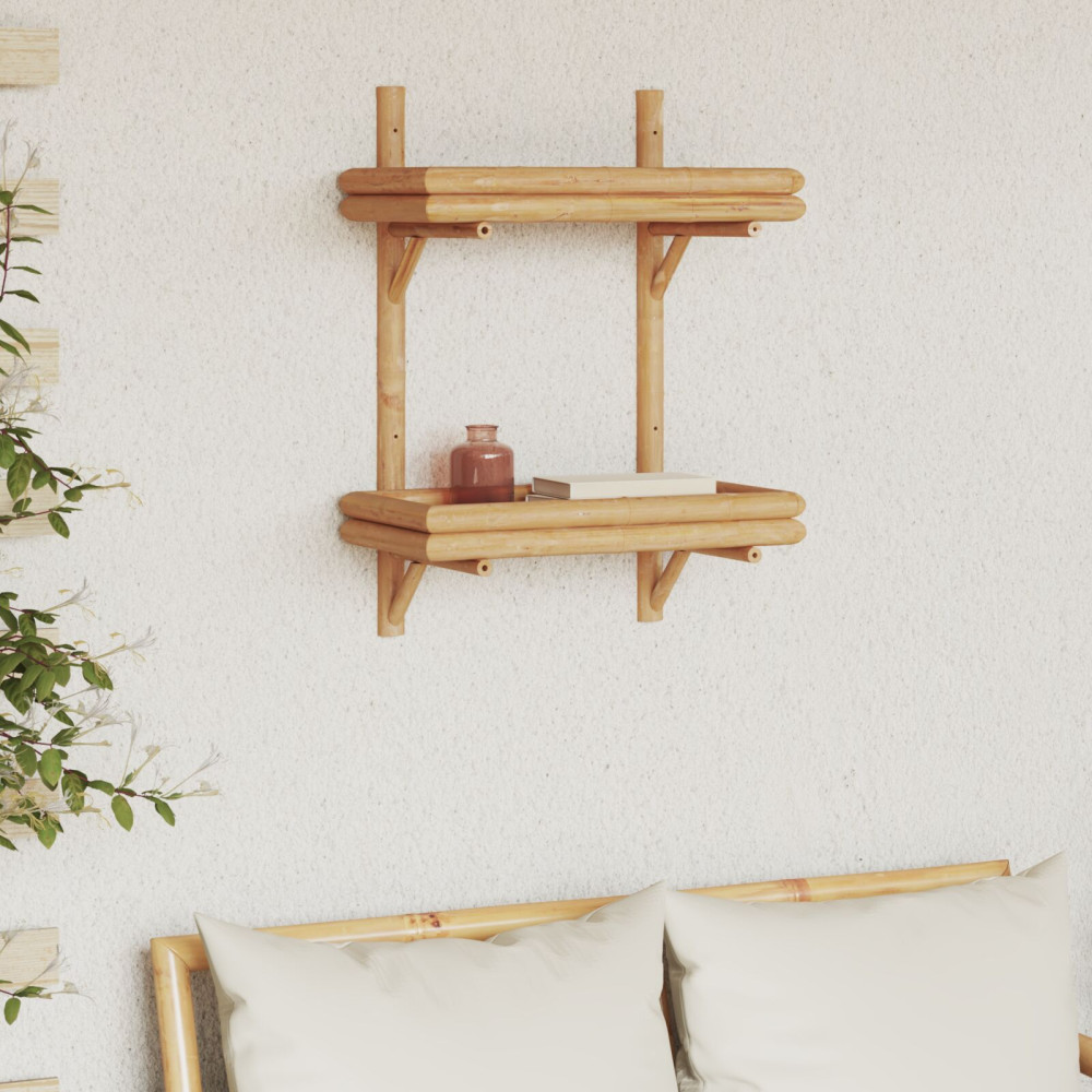 Produktbild för Vägg hylla med hylla Väggmonterad Brun 39 x 26 x 60 cm Bambu