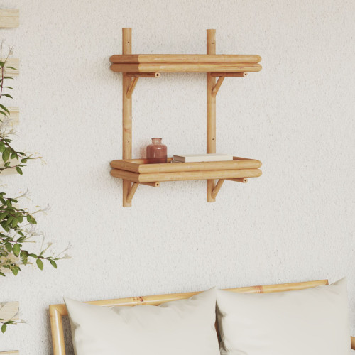 vidaXL Vägg hylla med hylla Väggmonterad Brun 39 x 26 x 60 cm Bambu