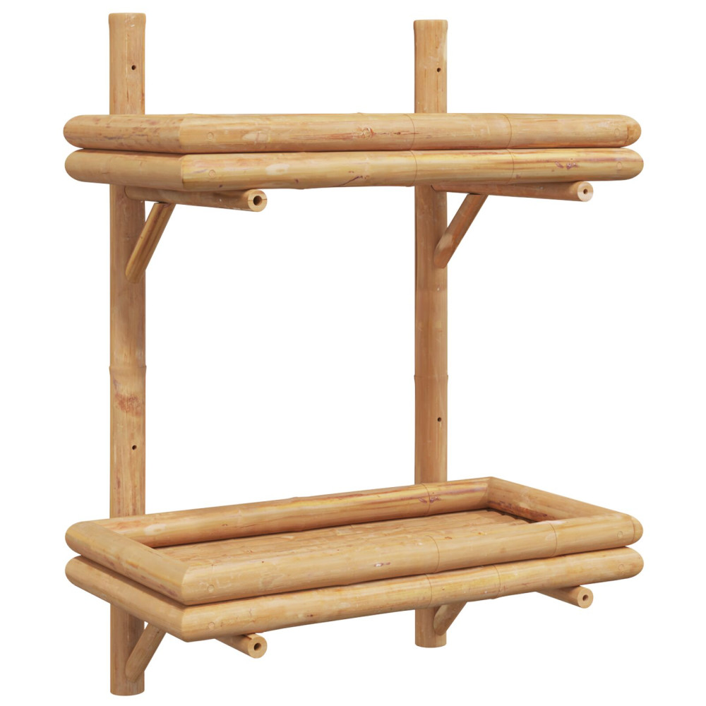 Produktbild för Vägg hylla med hylla Väggmonterad Brun 39 x 26 x 60 cm Bambu