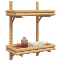 Produktbild för Vägg hylla med hylla Väggmonterad Brun 39 x 26 x 60 cm Bambu