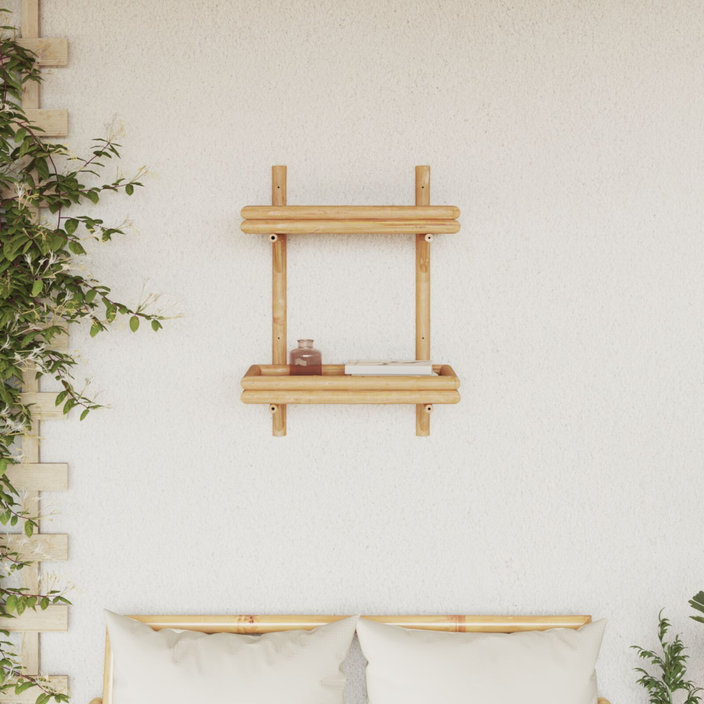 Produktbild för Vägg hylla med hylla Väggmonterad Brun 39 x 26 x 60 cm Bambu