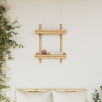 Produktbild för Vägg hylla med hylla Väggmonterad Brun 39 x 26 x 60 cm Bambu