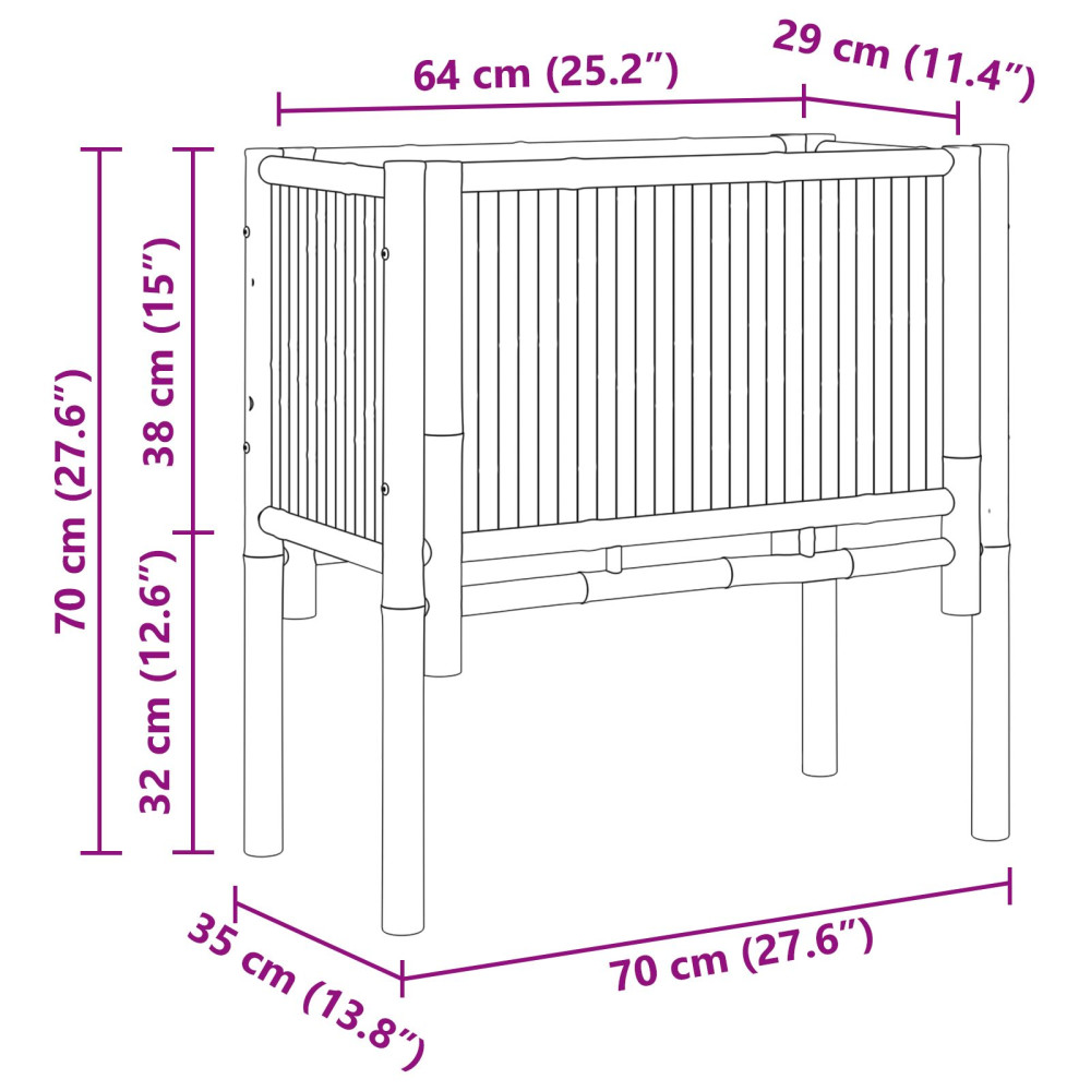 Produktbild för Höjd bädd Brun 70 x 35 x 70 cm Bambu