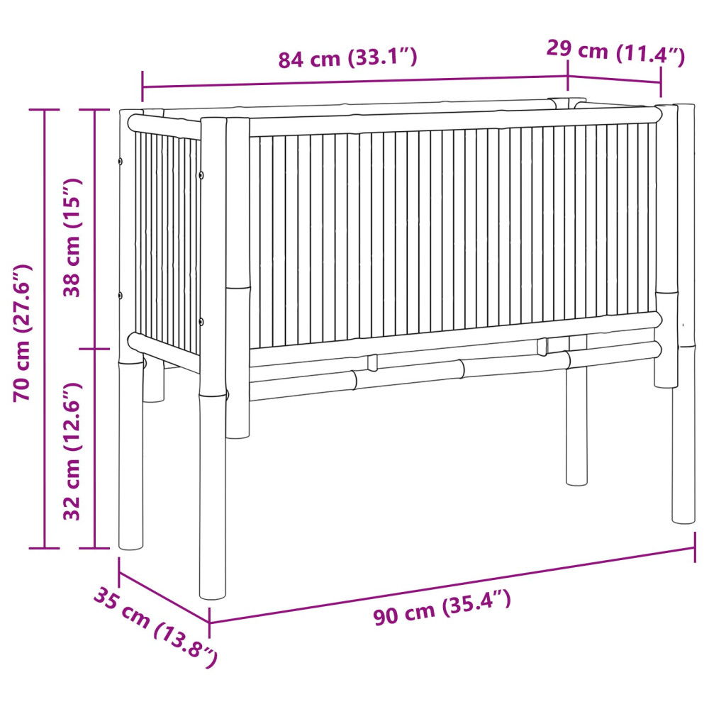Produktbild för Höjd bädd Brun 90 x 35 x 70 cm Bambu