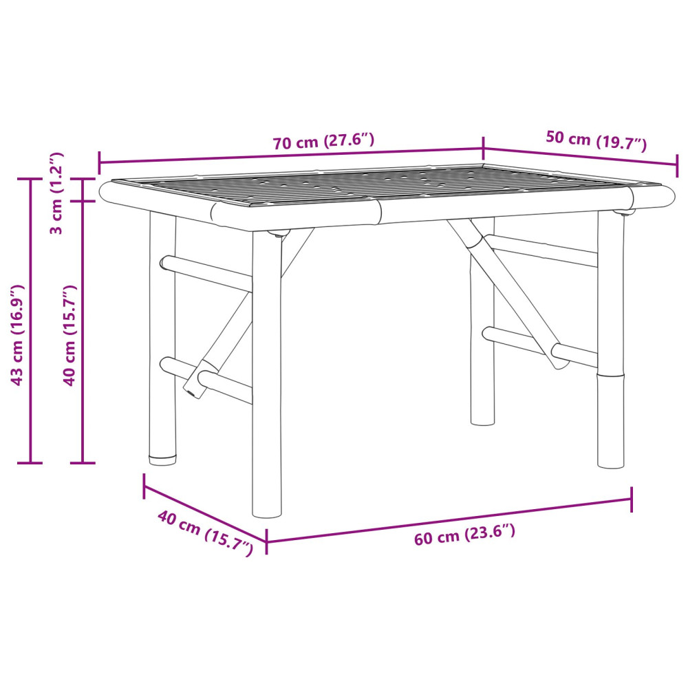Produktbild för Kaffeebord Brun 70 x 40 x 36 cm Bambu