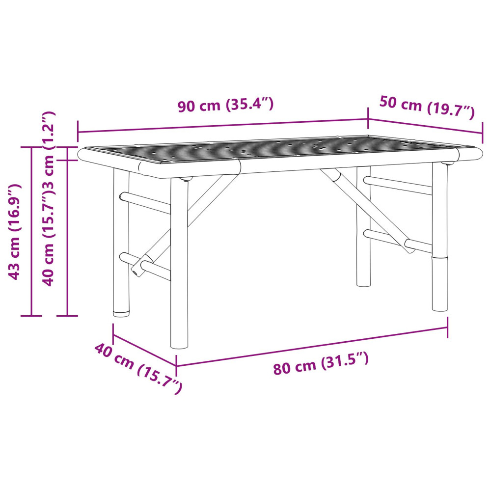 Produktbild för Kaffeebord Brun 90 x 50 x 43 cm Bambu