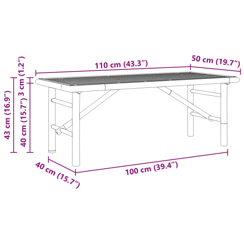 Produktbild för Kaffeebord Brun 110 x 50 x 43 cm Bambu