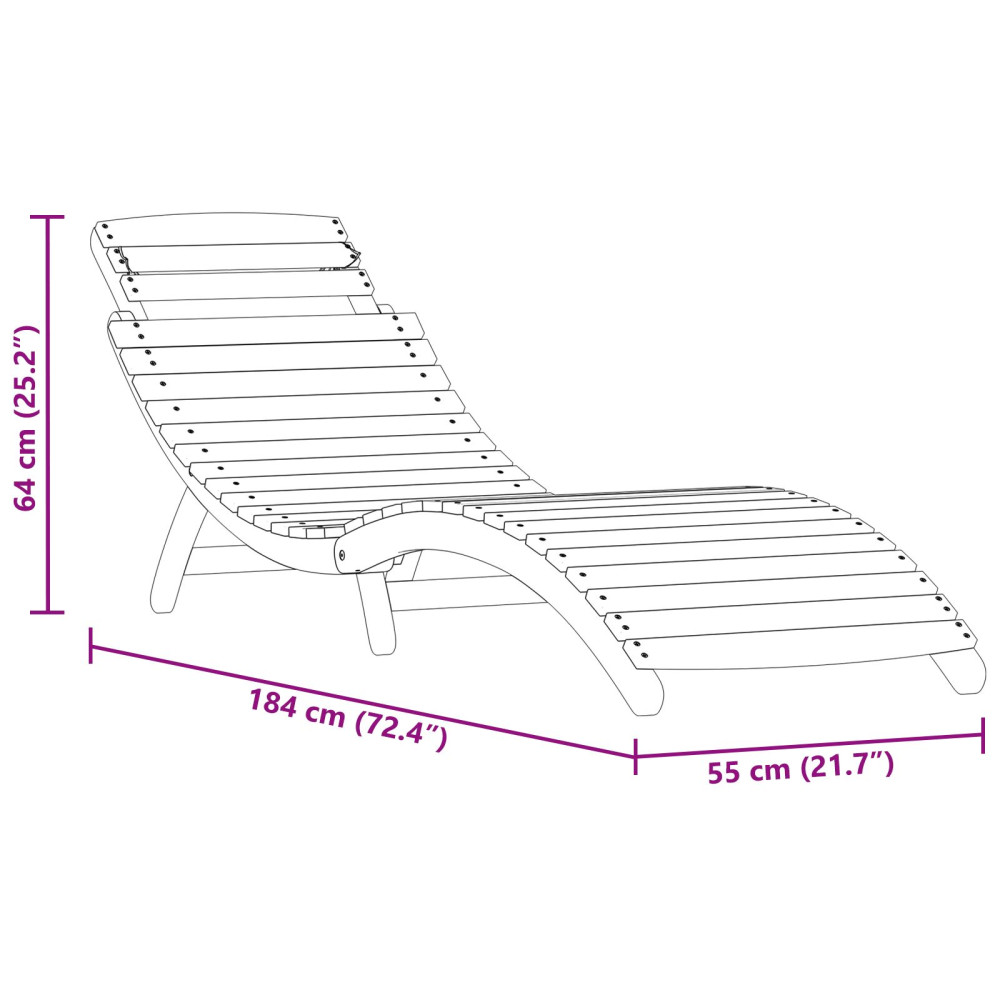 Produktbild för Solsäng 2 pcs Brun 55 x 184 x 64cm Massivt Akaciaträ
