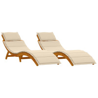 Produktbild för Solsäng med kudde 2 pcs Beige Massivt Akaciaträ