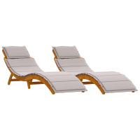 Produktbild för Solsäng med kudde 2 pcs Taupe Massivt Akaciaträ