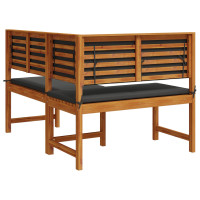 Produktbild för Trädgård Stol med kudde Brun 140 x 100 x 91cm Massivt akaciaträ