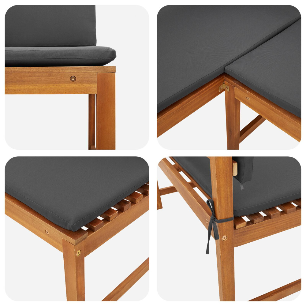 Produktbild för Trädgård Stol med kudde Brun 140 x 100 x 91cm Massivt akaciaträ