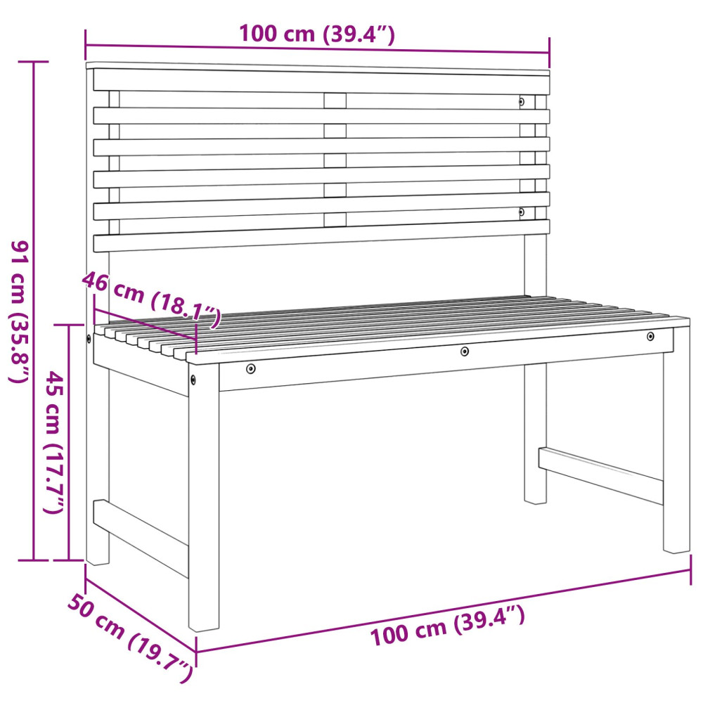 Produktbild för Trädgård Stol Brun 100 x 50 x 91cm Massivt akaciaträ