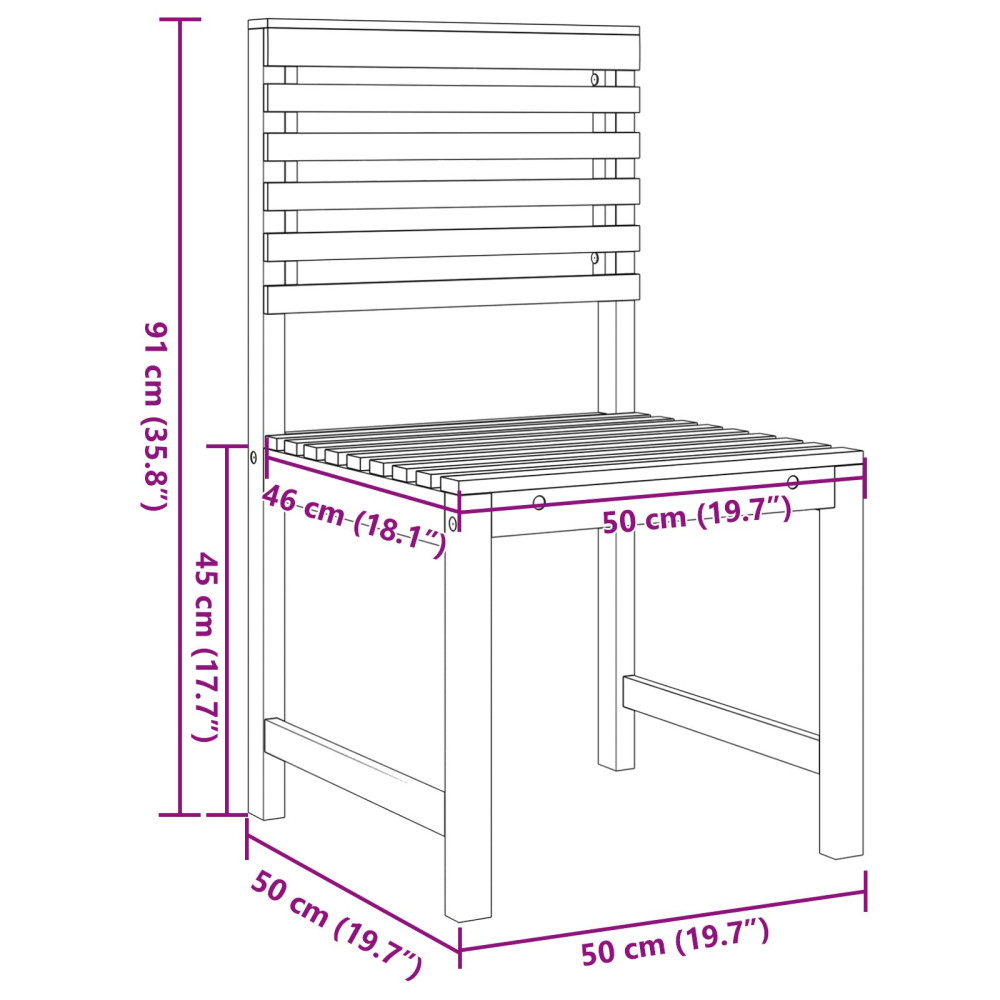 Produktbild för Trädgård Stol 2 pcs Brun 50 x 50 x 91cm Massivt akaciaträ