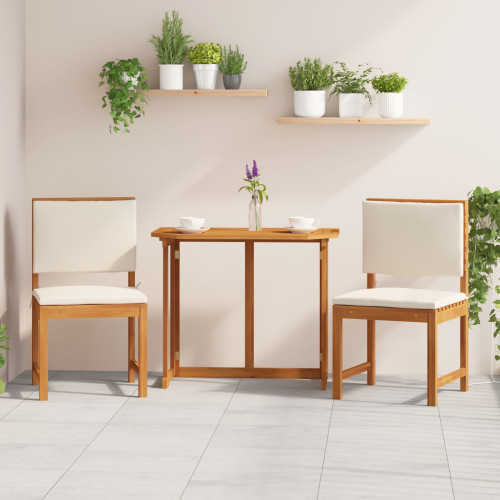 vidaXL Trädgård Stol med kudde 2 pcs Brun Massivt akaciaträ