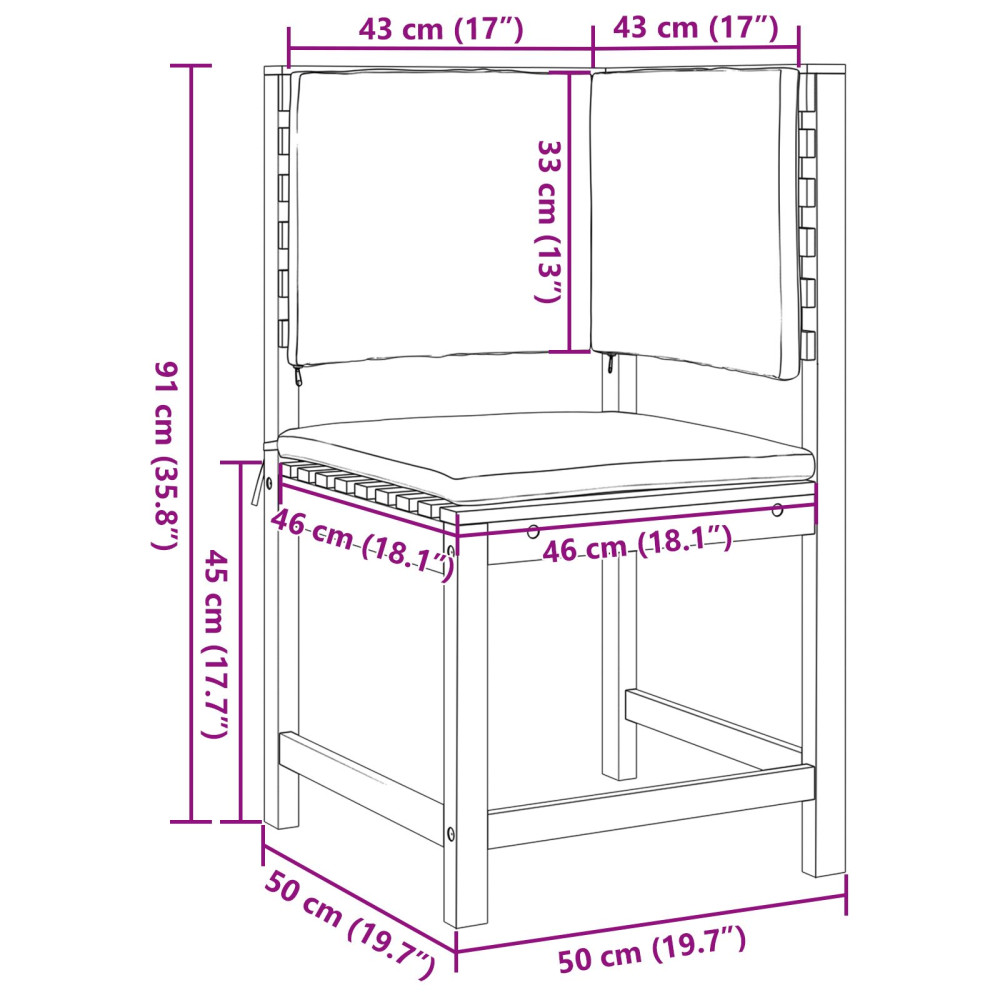 Produktbild för Trädgård Stol med kudde Brun 50 x 50 x 91cm Massivt akaciaträ