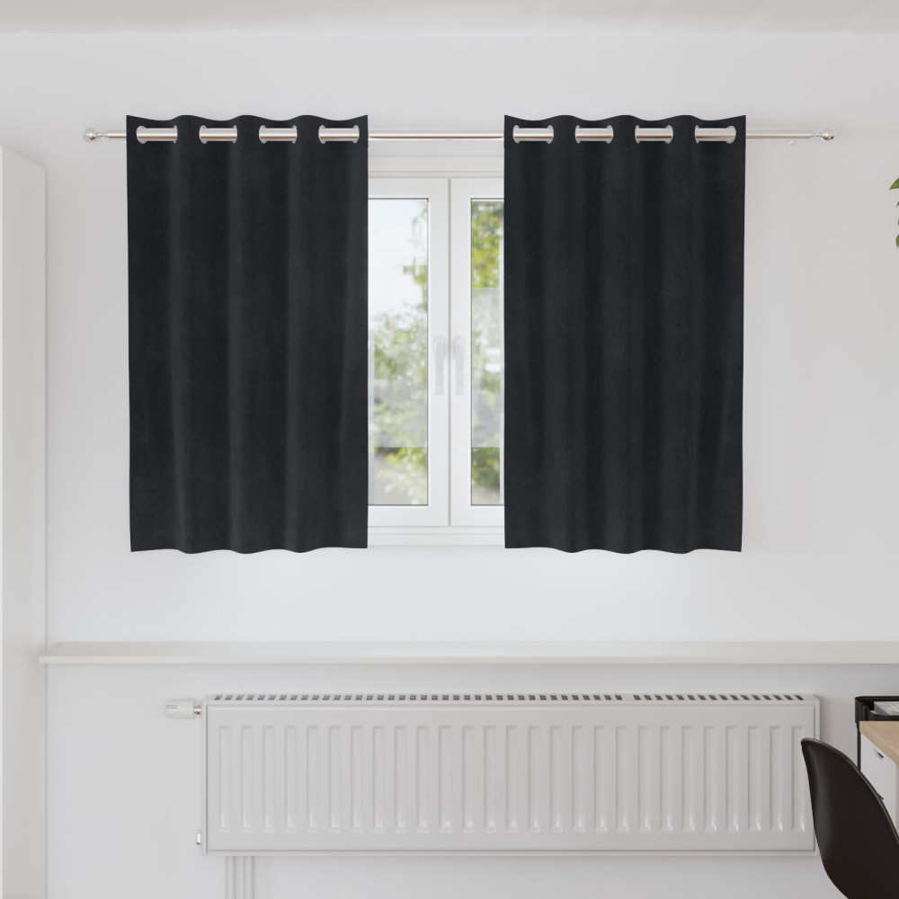 Produktbild för Mörkläggningsgardiner 2 pcs Svart 140 x 140 cm Sammet