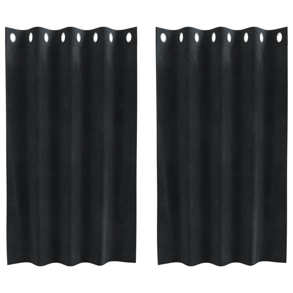 Produktbild för Mörkläggningsgardiner 2 pcs Svart 140 x 140 cm Sammet