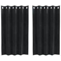 Produktbild för Mörkläggningsgardiner 2 pcs Svart 140 x 140 cm Sammet