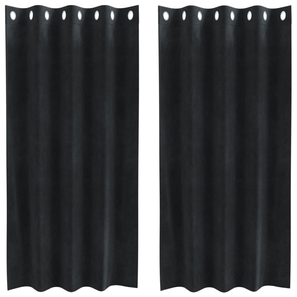 Produktbild för Mörkläggningsgardiner 2 pcs Svart 140 x 175 cm Sammet