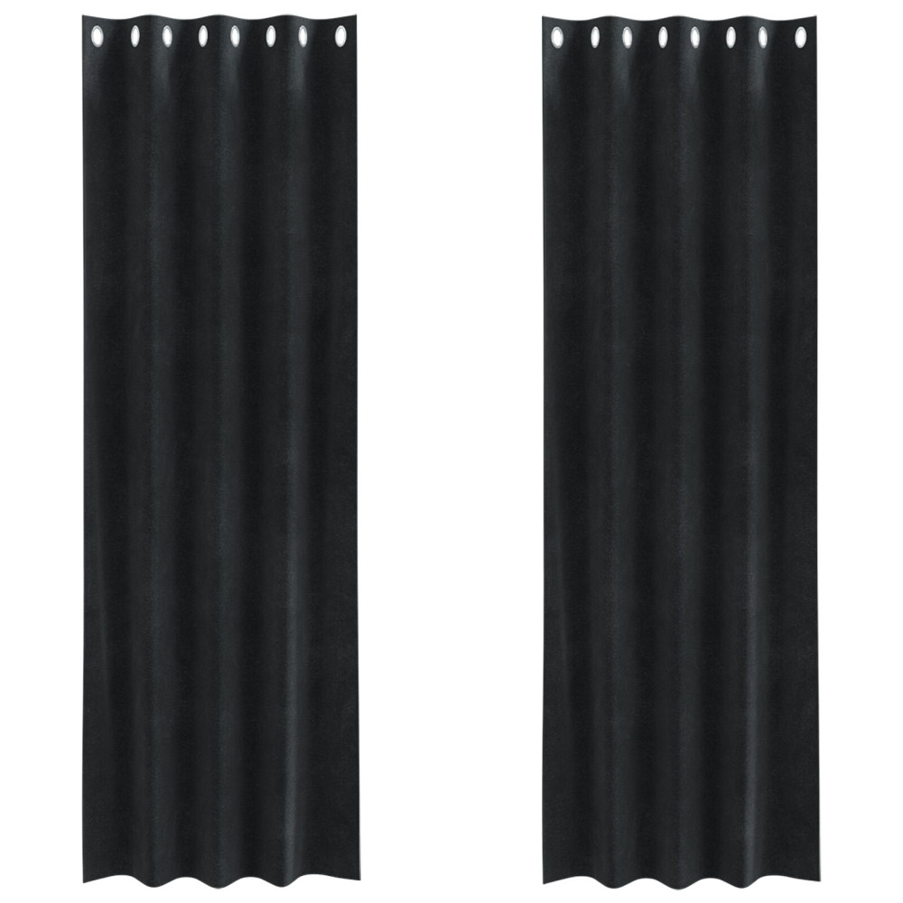 Produktbild för Mörkläggningsgardiner 2 pcs Svart 140 x 245 cm Sammet
