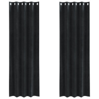 Produktbild för Mörkläggningsgardiner 2 pcs Svart 140 x 245 cm Sammet