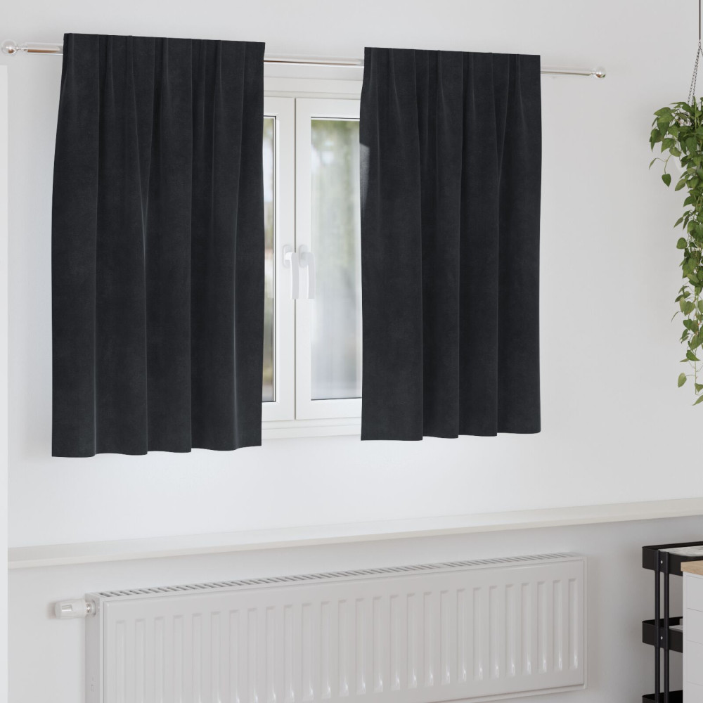 Produktbild för Mörkläggningsgardiner 2 pcs Svart 140 x 140 cm Sammet