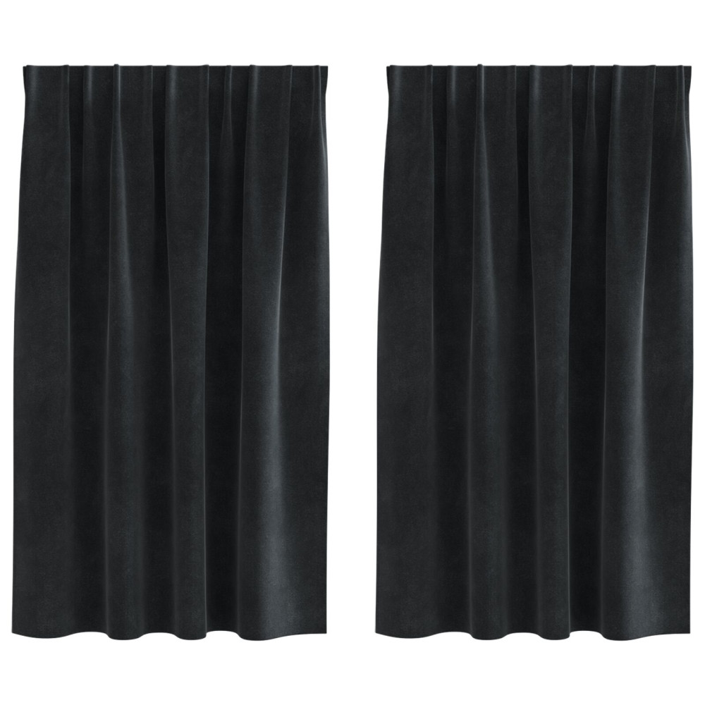Produktbild för Mörkläggningsgardiner 2 pcs Svart 140 x 140 cm Sammet