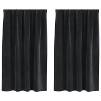 Produktbild för Mörkläggningsgardiner 2 pcs Svart 140 x 140 cm Sammet