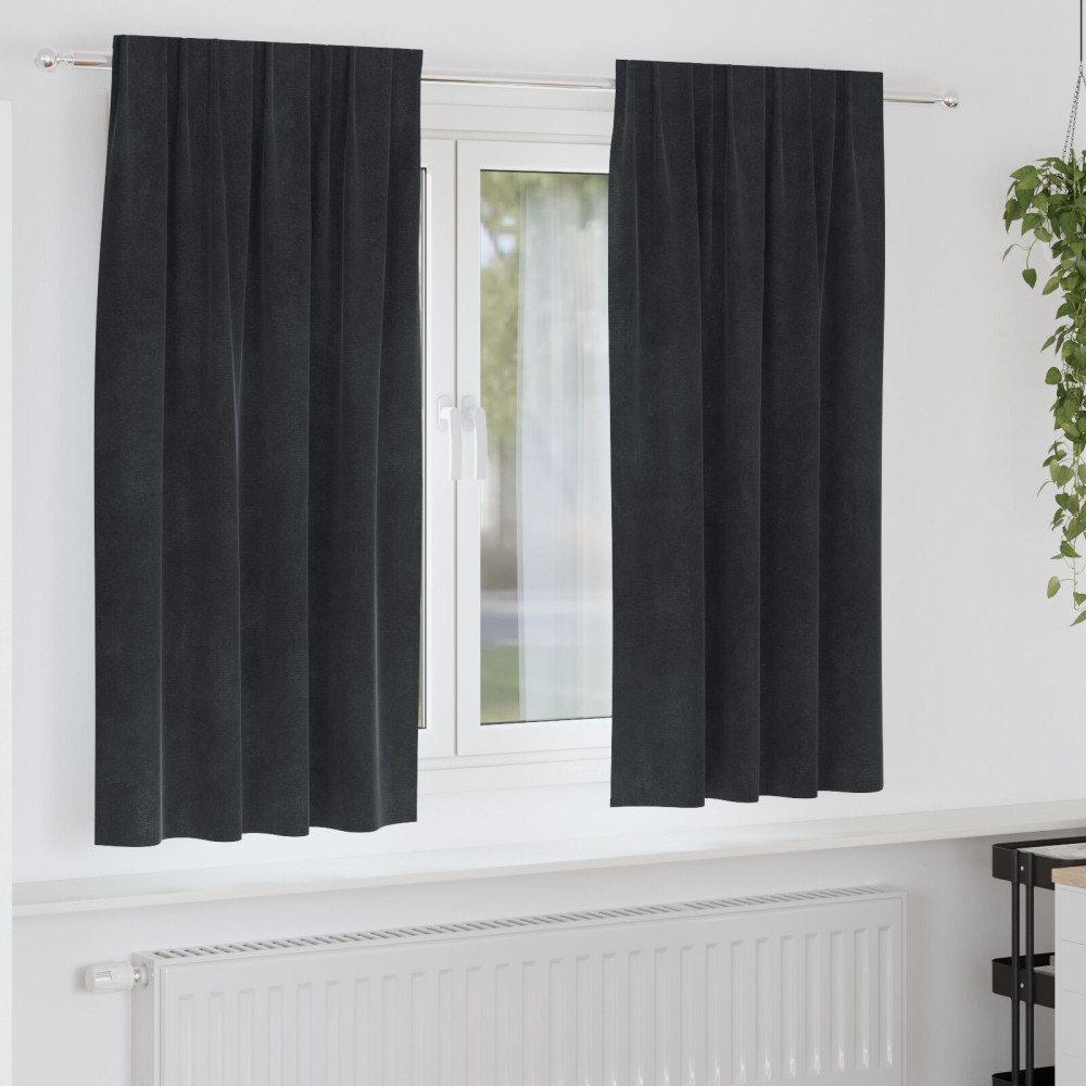 Produktbild för Mörkläggningsgardiner 2 pcs Svart 140 x 175 cm Sammet