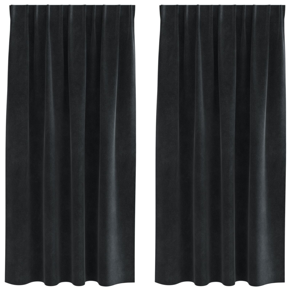Produktbild för Mörkläggningsgardiner 2 pcs Svart 140 x 175 cm Sammet