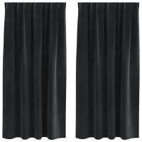 Produktbild för Mörkläggningsgardiner 2 pcs Svart 140 x 175 cm Sammet