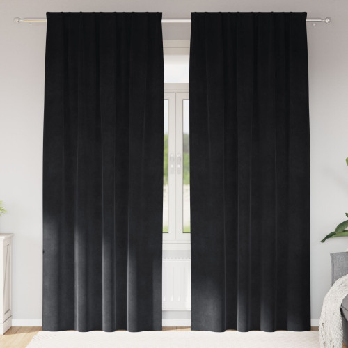vidaXL Mörkläggningsgardiner 2 pcs Svart 140 x 260 cm Sammet - Gardiner & Persienner